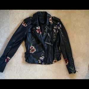 Black Vegan leather BLANKNYC Floral jacket